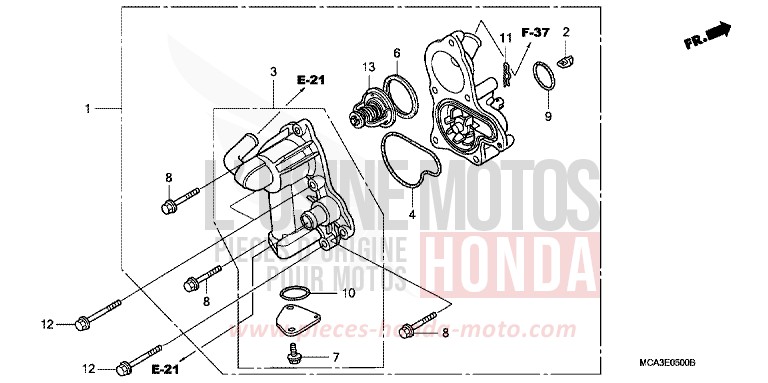 POMPE A EAU de Gold Wing BILLET SILVER METALLIC (NHA27B) de 2005